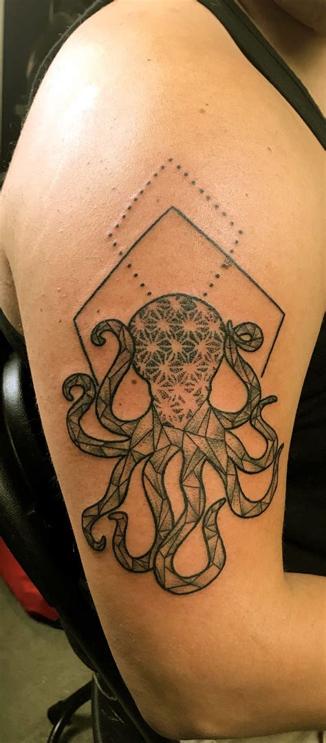 Geometric octopus tattoo